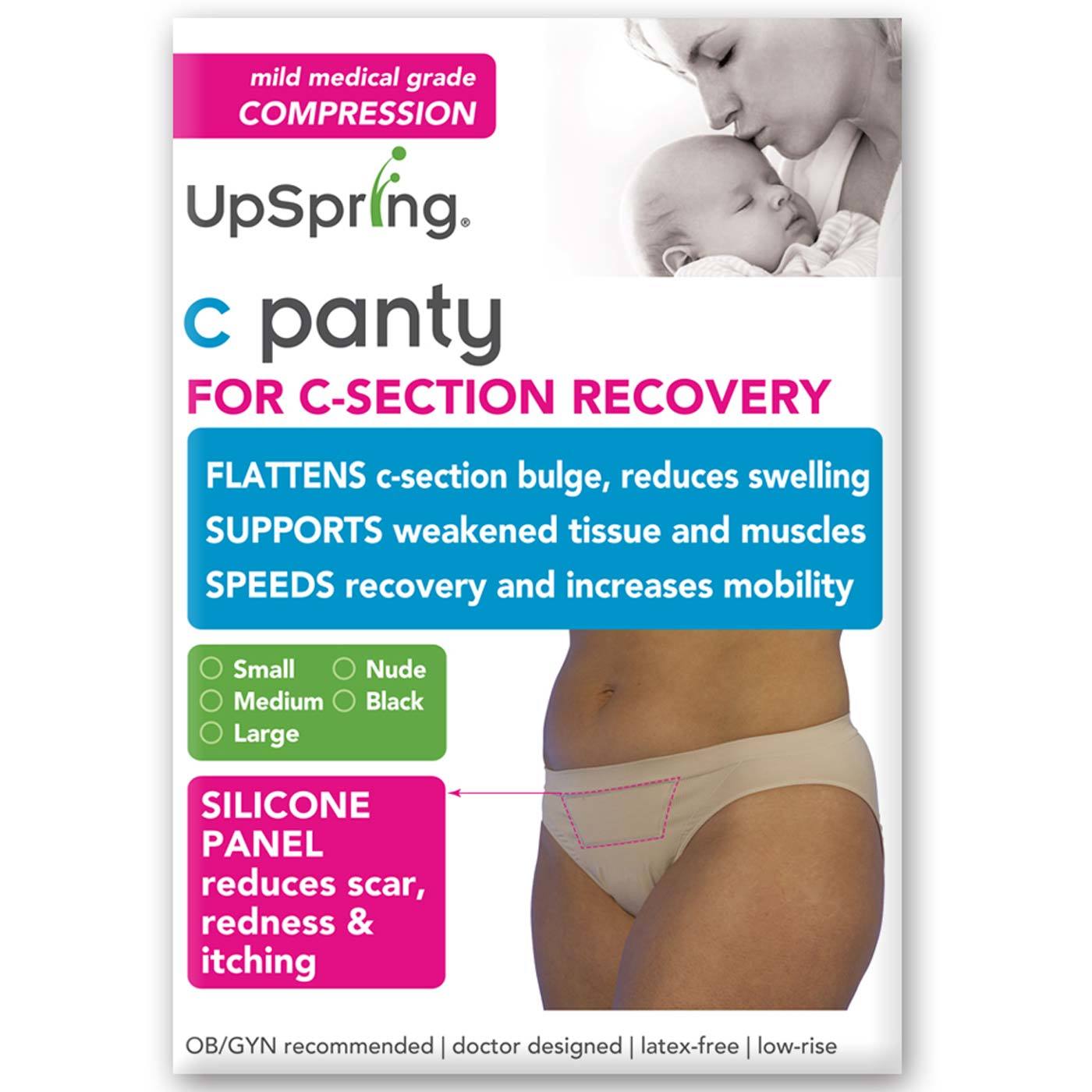 UpSpring Classic Waist C-Section Recovery Underwear, Nude - Small 