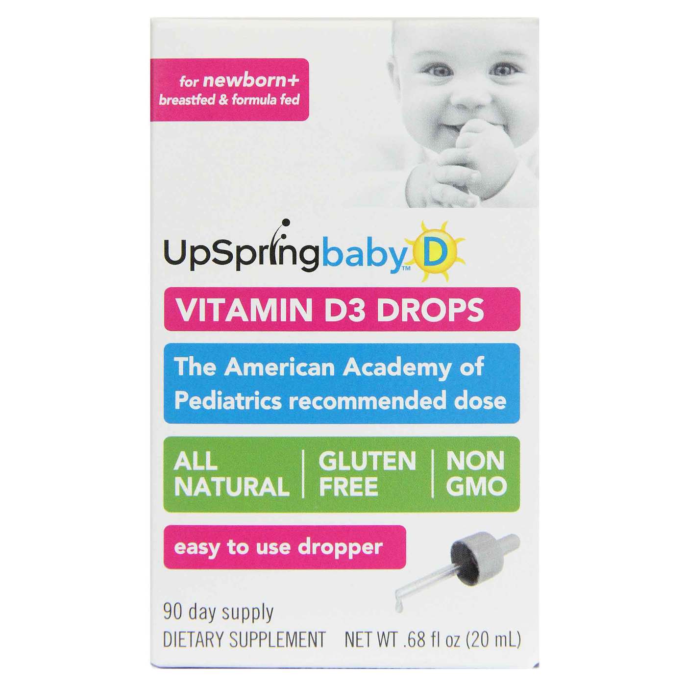 Upspring Wellbaby D All Natural Vitamin D Drops For Infants 90 Day Supply