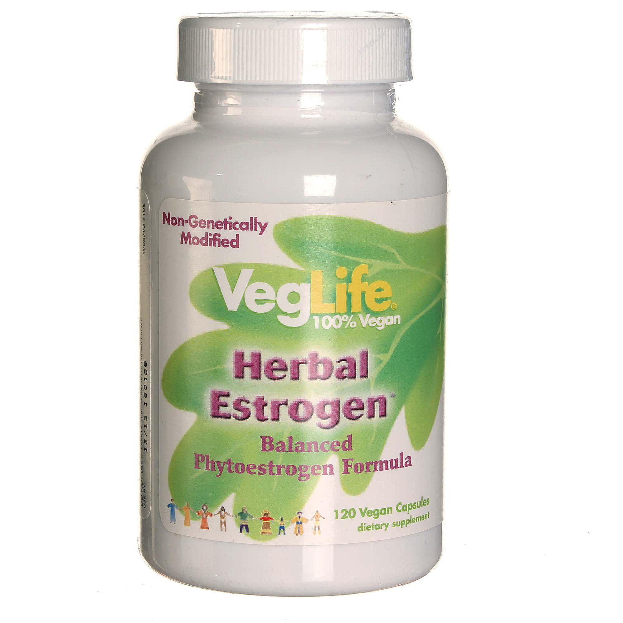 VegLife Kruidal Estrogen - 120 VCapsules - Front. 