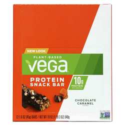 Vega Protein + Snack Bar, Chocolate Caramel - 12 pack