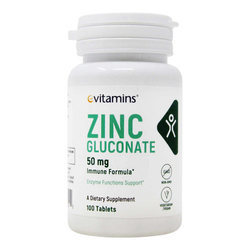 eVitamins Zinc Gluconate 50 mg - 100 Tablets